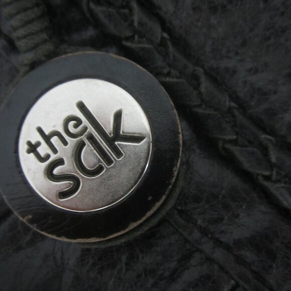 The Sak Womens Black Leather Purse Chain Braided Double Handle Bag Pleated Fob - Picture 4 of 13